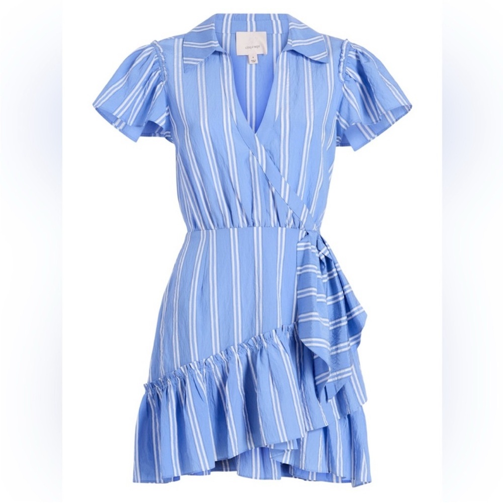 CINQ A SEPT - Lila Asymmetric Ruffle Faux-Wrap Mini Dress